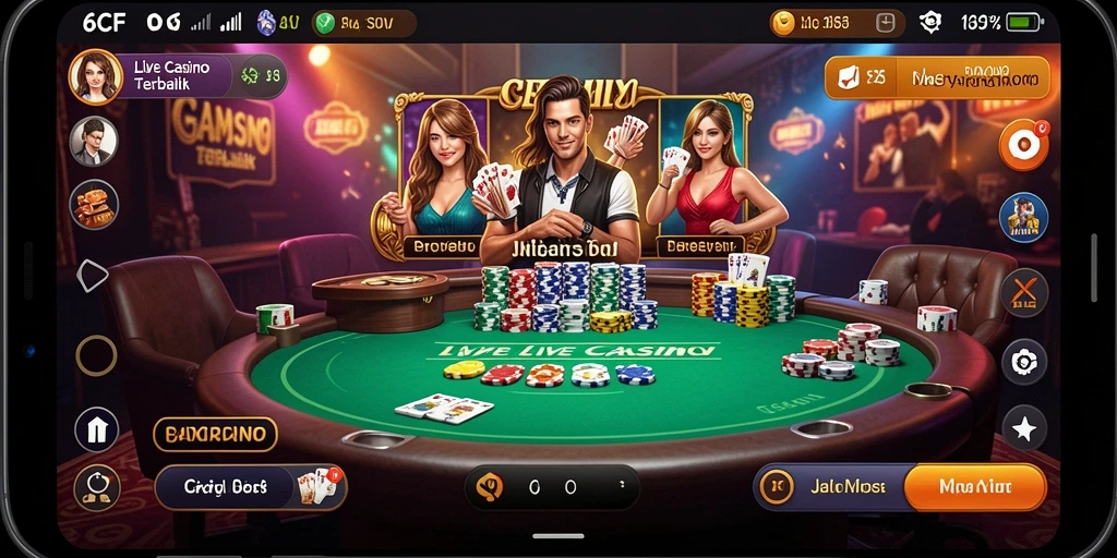 Tampilan gameplay Live Casino yang menegangkan di 6CF.