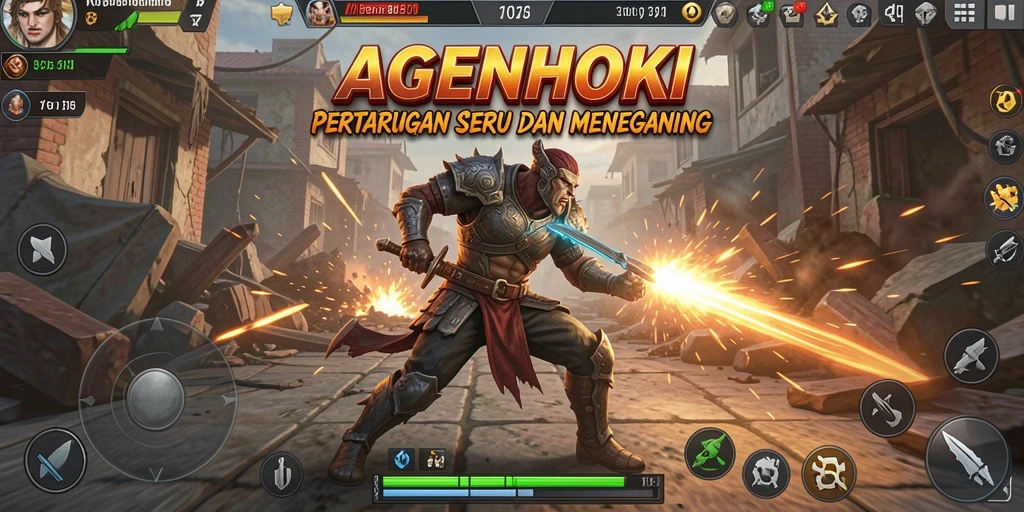 Gameplay AGENHOKI menampilkan pertarungan yang seru dan intens.