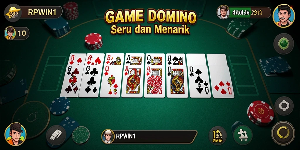 Tampilan menarik dari gameplay Domino di RPWIN1.
